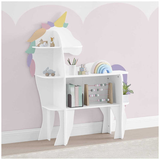 Delta Children Unicorn Bookcase | GREENGUARD Gold Certified, Sustainable TSCA Compliant Engineered Wood, Lead-Safe, Easy-to-Clean Finish - Auzzistore