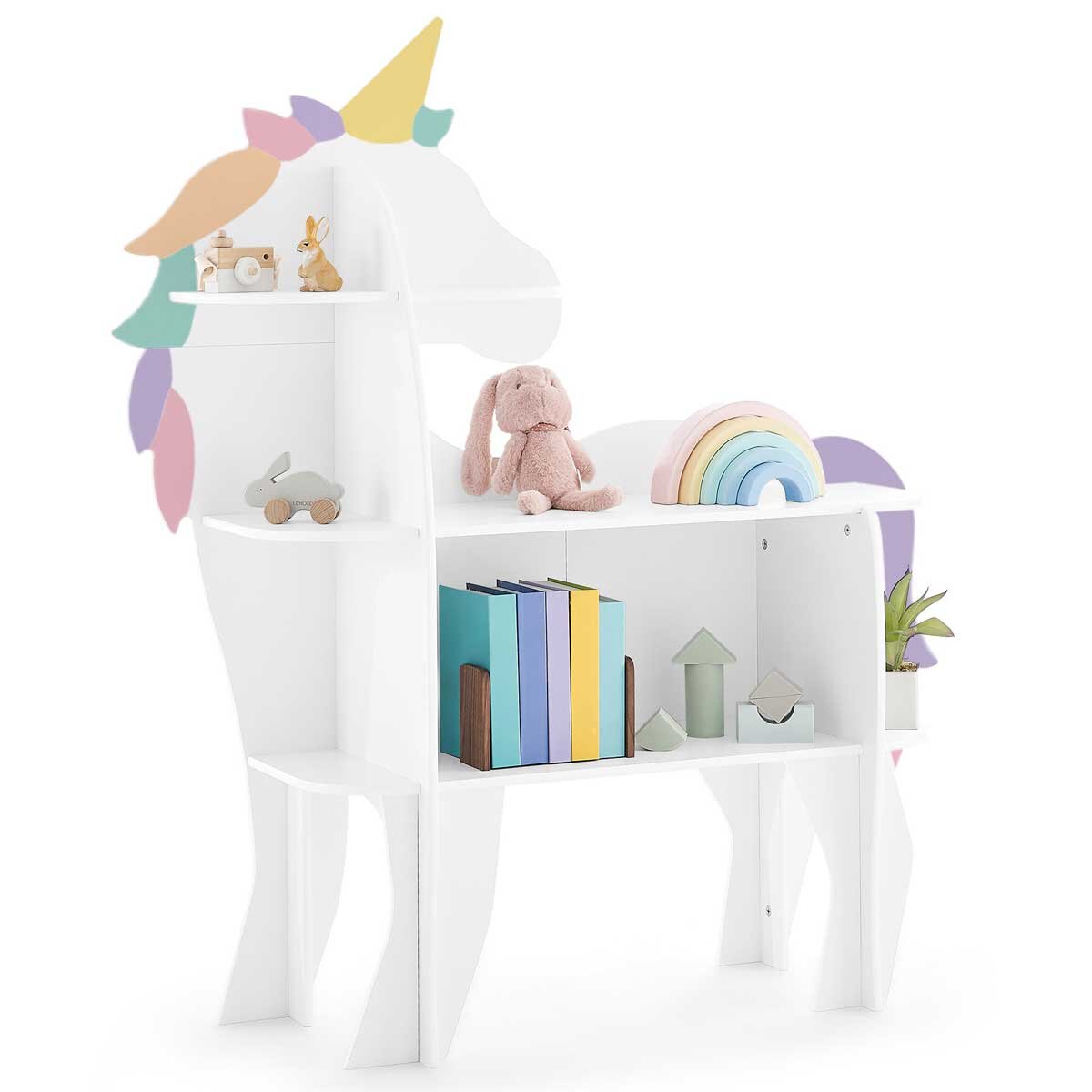 Delta Children Unicorn Bookcase | GREENGUARD Gold Certified, Sustainable TSCA Compliant Engineered Wood, Lead-Safe, Easy-to-Clean Finish