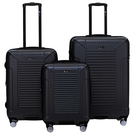 Tosca Matrix Range 3 Piece Luggage Set Black | Polycarbonate Shell, Expander Function, TSA Lock, 10-Year Warranty