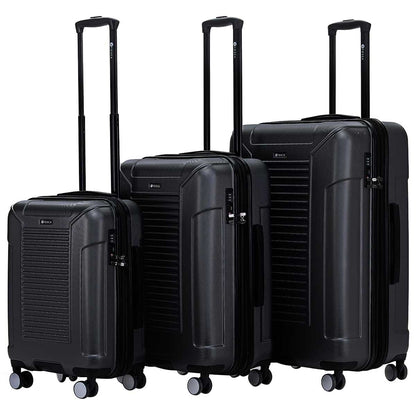 Tosca Matrix Range 3 Piece Luggage Set Black | Polycarbonate Shell, Expander Function, TSA Lock, 10-Year Warranty