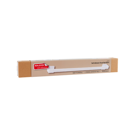 Naleon 50cm Self Adhesive Towel Rail - White - Durable ABS Plastic - Easy Installation – view 2