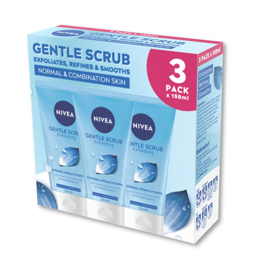 NIVEA Gentle Exfoliating Face Scrub 3 x 150ml with Lotus Flower & Vitamin E