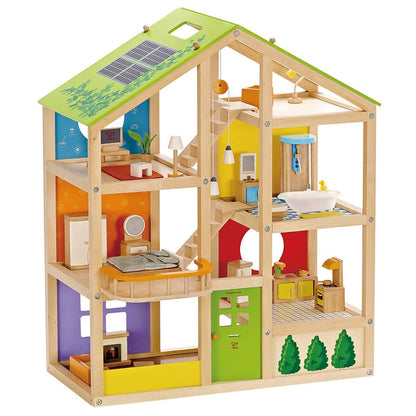 Hape All Season House - Wooden Dollhouse with Furniture & Accessories