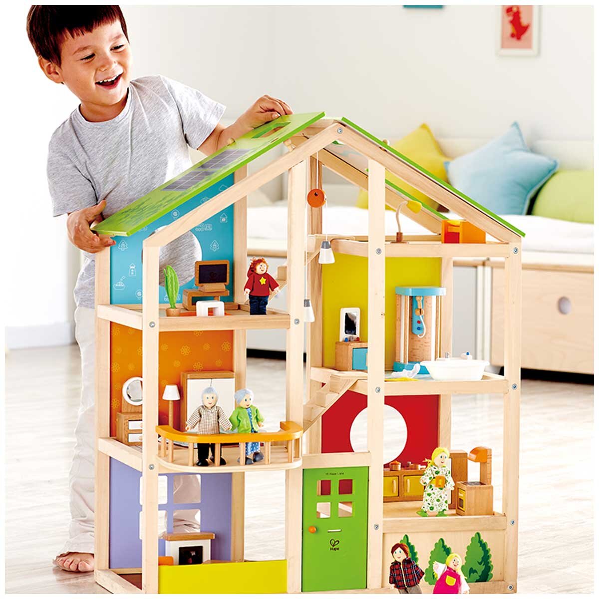 Hape All Season House - Wooden Dollhouse with Furniture & Accessories