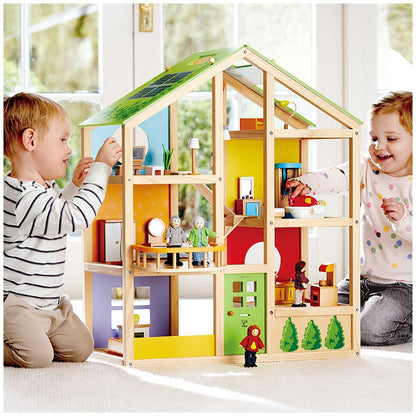 Hape All Season House - Wooden Dollhouse with Furniture & Accessories