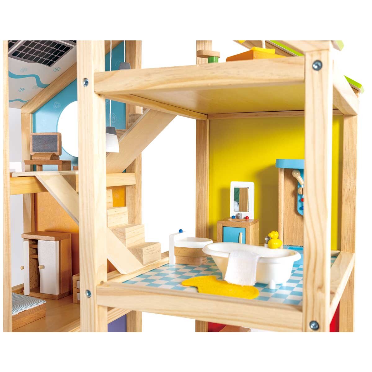 Hape All Season House - Wooden Dollhouse with Furniture & Accessories