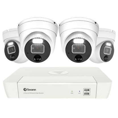 Swann 4 Camera 8 Channel 4K Master-Series NVR SWNVK-87680W4DWL-AU - Night Vision, Motion Detection, 1TB HDD Storage, Audio Recording, Expandable to 8 Cameras