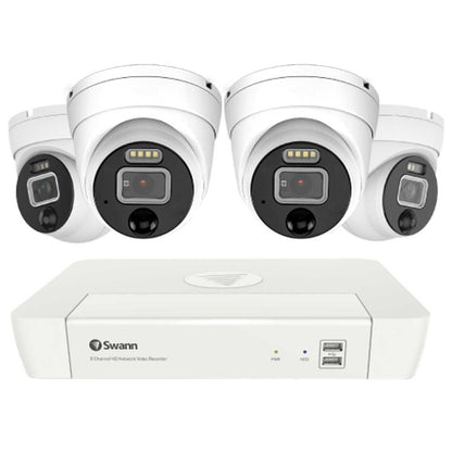 Swann 4 Camera 8 Channel 4K Master-Series NVR SWNVK-87680W4DWL-AU - Night Vision, Motion Detection, 1TB HDD Storage, Audio Recording, Expandable to 8 Cameras