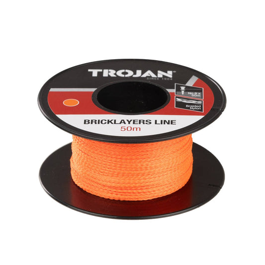 Trojan 50m Brickline - Fluorescent Orange - Durable Nylon Marking Line - Auzzistore