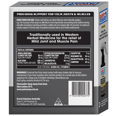 Pain Away Joint & Muscle Spray Forte+ Capacity 3 x 100ml Anti-Inflammatory Fast-Absorbing