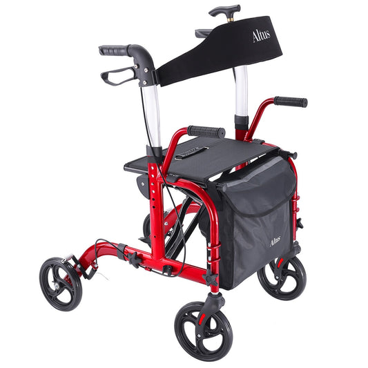 Altus 2 In 1 Mobility Rollator & Transit Wheelchair Red, 136 kg Capacity, Foldable – view 2 - Auzzistore