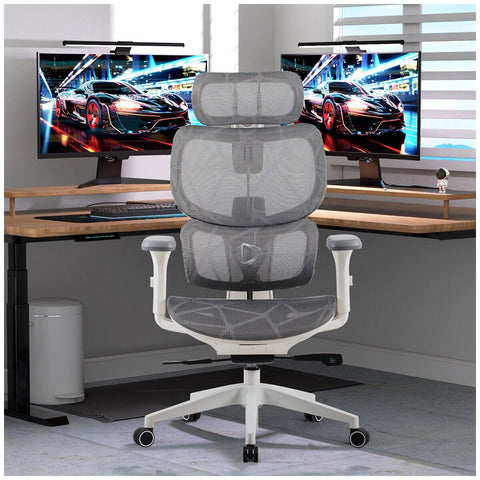 ONEX VENTRA Mesh Office Chair Ergonomic Adjustable Headrest Lumbar Support White