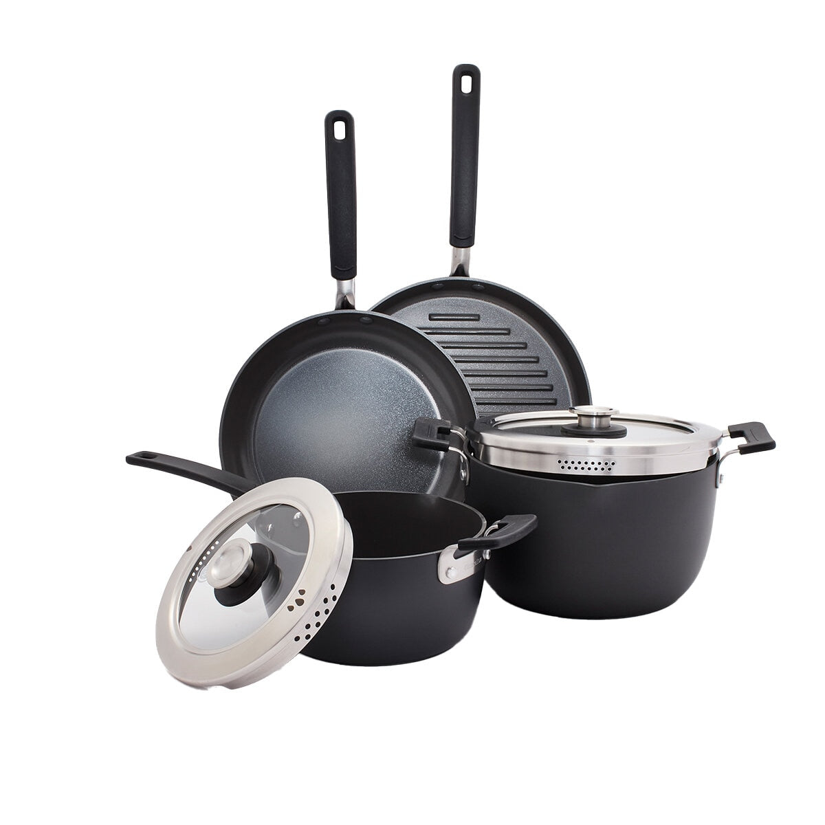 GreenPan Stackables Cookware Set 6 Piece, Diamond Infused Ceramic Nonstick, PFAS-Free, Scratch Resistant, Oven Safe