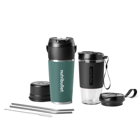 Nutribullet Flip Club Pack NBPB0740EUC Portable Blender with Stainless Steel Cup - 11.1V USB-C Battery - Blend & Sip On-the-Go - Auzzistore