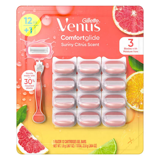 Gillette Venus Comfortglide Sunny Citrus Razor + 12 Cartridges
