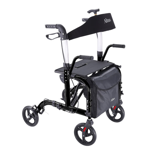 Altus 2-in-1 Mobility Rollator & Transit Wheelchair Black, 136kg Capacity, Foldable – view 2 - Auzzistore