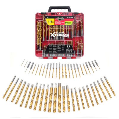 Disston Blu-Mol Xtreme 115pc Titanium Drill Bit Set Hex & Round Shank E0100505
