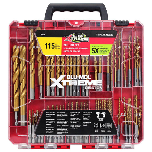 Disston Blu-Mol Xtreme 115 Pieces Drill Bit Set Hex And Round E0100505 - Auzzistore