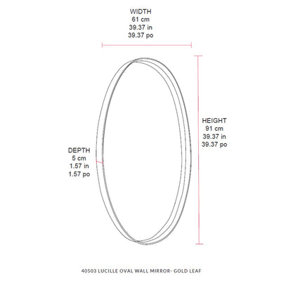 Cafe Lighting and Living Lucille Oval Wall Mirror Gold Leaf Iron Frame