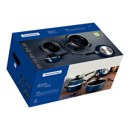Tramontina Ceramic Cookware Set | Aluminium with Ceramic Coating | Silicone Exterior | Induction Ready | Dishwasher Safe | 4-Piece