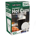 Cafe Express Double Wall Hot Cup and Lid 354ml 100 Piece Count, Insulated Cups with Bagasse Lids