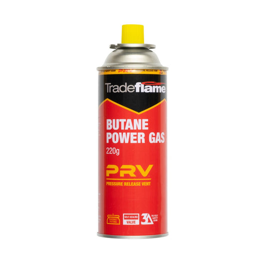 Butane Power Gas 220g Bayonet Cartridge - PRV Safety Technology - EN417 Compliant - Auzzistore