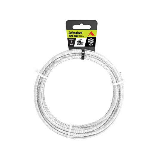 Pinnacle 3mm Galvanised PVC Coated Wire Rope 10m Durable UV Stabilised - Auzzistore