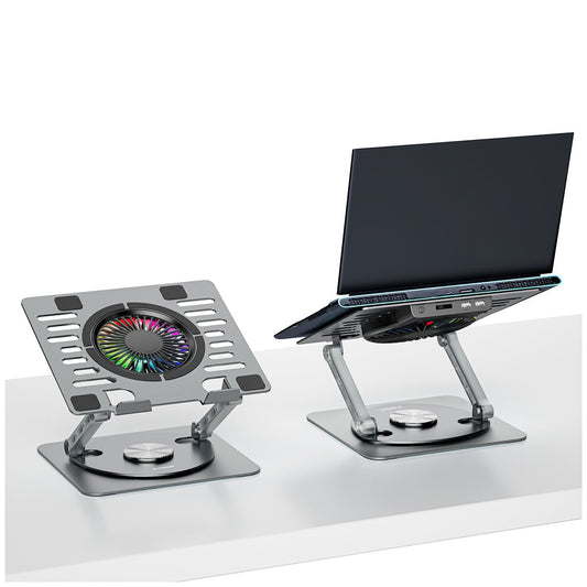 mbeat Stage S8 Rotating Laptop Stand with RGB Fan, USB Ports, Ergonomic Design - MB-STD-S8GRY – view 2 - Auzzistore