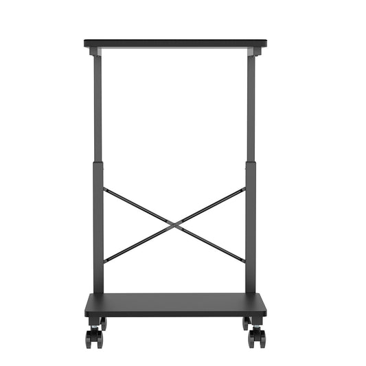mbeat Activiva Height Adjustable PC and Printer Storage Stand, 7-Level Height, 40kg Capacity, Rolling Design, Matte Black - Auzzistore