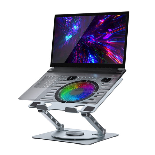mbeat Stage S8 Rotating Laptop Stand with RGB Fan, USB Ports, Ergonomic Design - MB-STD-S8GRY - Auzzistore