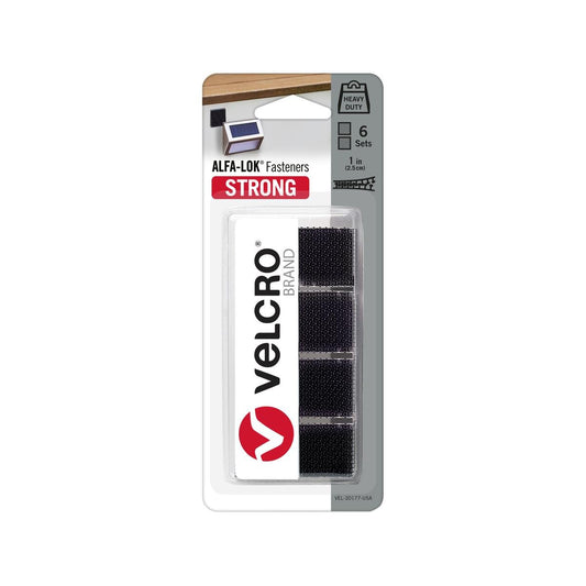 Velcro Brand 25mm Black Squares Alfa Lok - 6 Pack - Strong Fastening Solution - Black