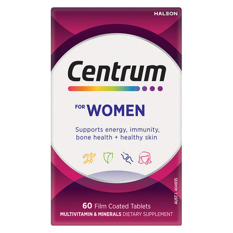 Centrum Women Multivitamin 2x60 Tablets, Energy & Immunity Support - Auzzistore