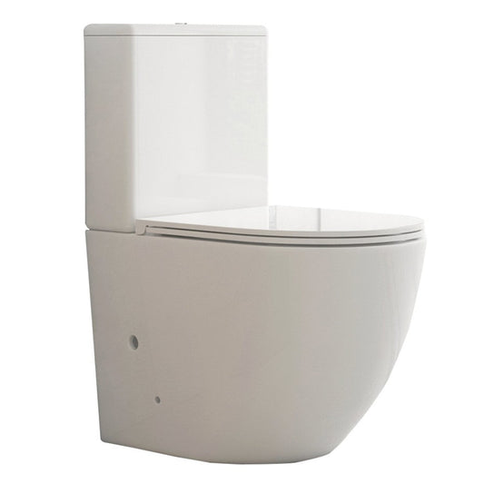 Mercio Pani Gloss White Overheight Toilet Suite Back to Wall Rimless 4 Star WELS
