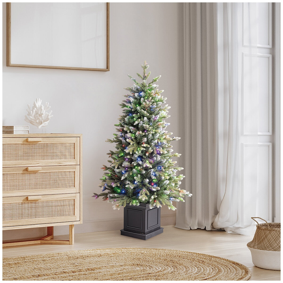 Pre-Lit Glitter Frosted Christmas Tree 1.37m, 200 LED Lights, Model TG46P4826D67