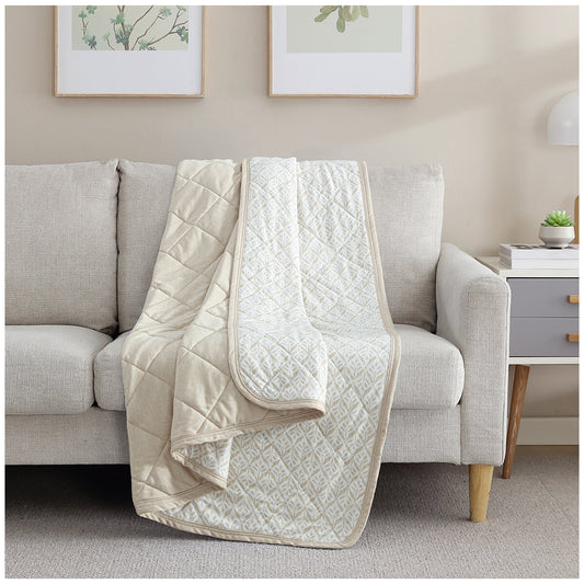 Sutton Place Cooling Throw 152 x 177cm Natural, Cool Touch, Reversible, Machine Washable