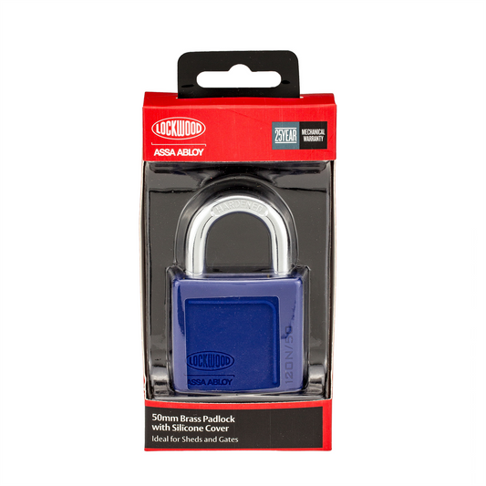 Lockwood 50mm Brass Padlock - Silicone Cover - Heavy Duty - Weather Resistant – view 2 - Auzzistore
