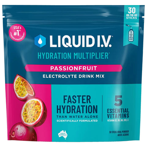 Liquid I.V. Hydration Multiplier Electrolyte Drink Mix Passionfruit 30 Sachets - Auzzistore