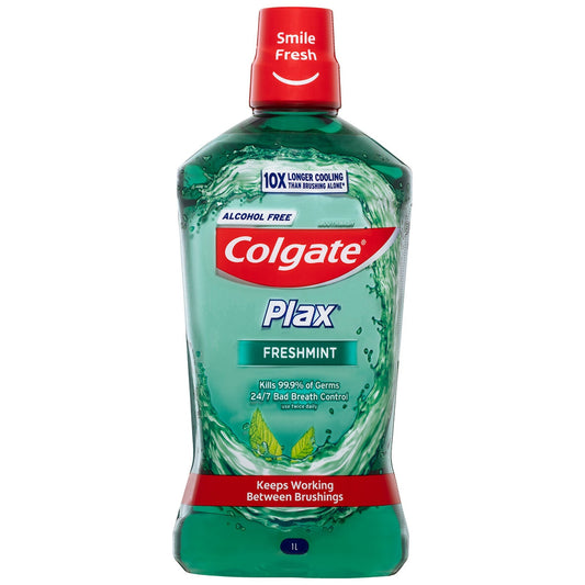 Colgate Plax Freshmint Mouthwash 3x1L, Alcohol-Free, 24hr Breath Control, Plaque Protection – view 2