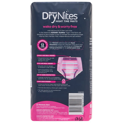 Huggies DryNites Night Time Pants Girls Size 8-15 Years 48 Pack