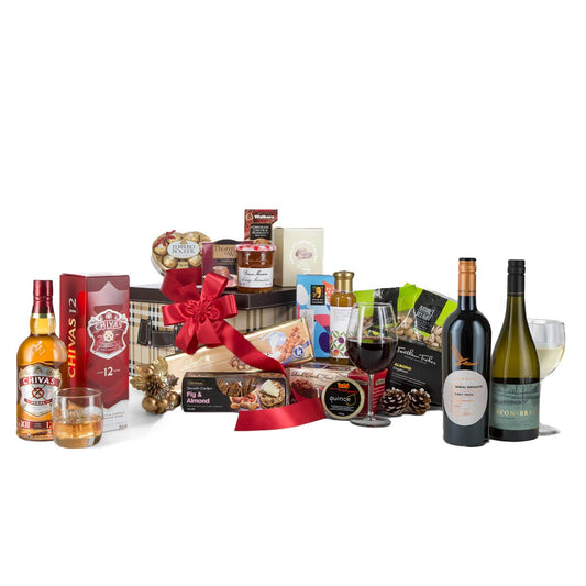 Interhampers Treasure Chest Gift Hamper BRO4825 - Premium Spirits, Fine Wines, Gourmet Treats