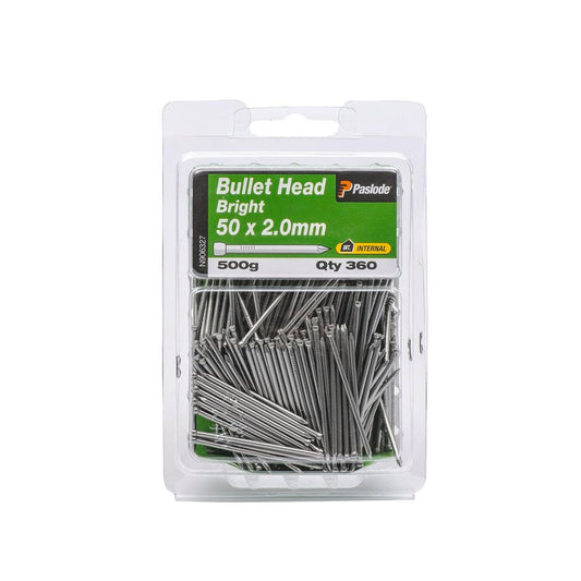 Paslode Bullet Head Nails - 50mm Bright Steel - 2mm Diameter - 360 Pack - Auzzistore