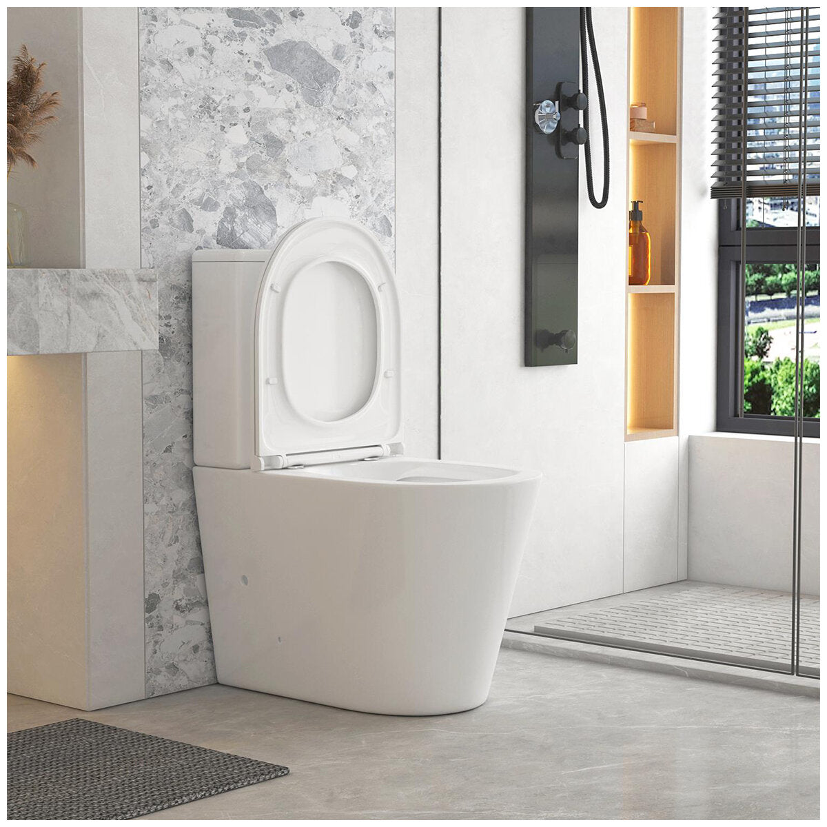 Mercio London Back to Wall Toilet LP-T6, Rimless Flush, 4.5L/3L, Soft Close Seat