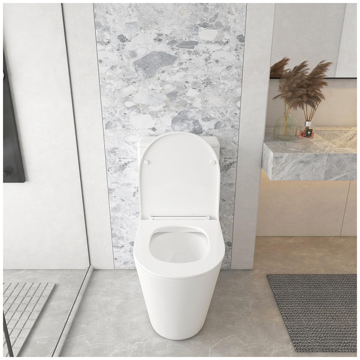 Mercio London Back to Wall Toilet LP-T6, Rimless Flush, 4.5L/3L, Soft Close Seat
