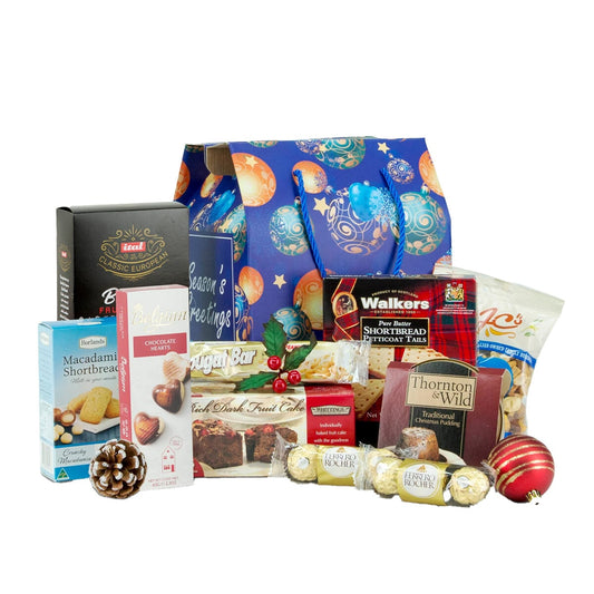 Interhampers Seasons Greetings Gift Box BRO225 - 2.5kg Festive Treats, Biscotti, Shortbread, Cake - Auzzistore