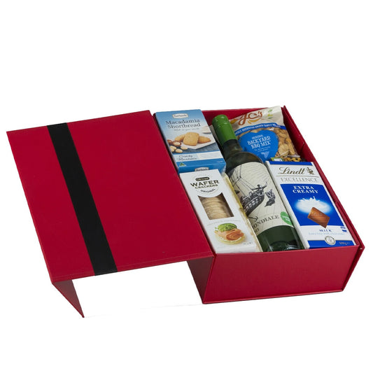 Interhampers Premium White Gift Box BRO425 - Wine, Gourmet Treats, Stylish Presentation – view 2 - Auzzistore
