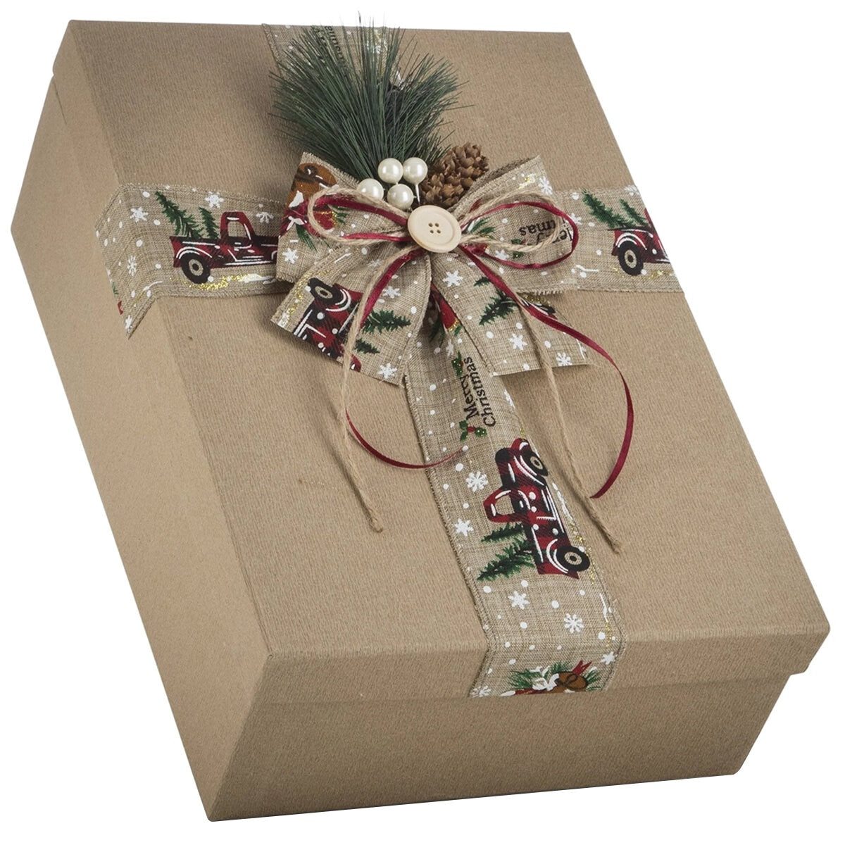 Interhampers White Christmas Giftbox Hamper BRO1525 - Wine, Biscuits, Tea, Cake, Chocolate