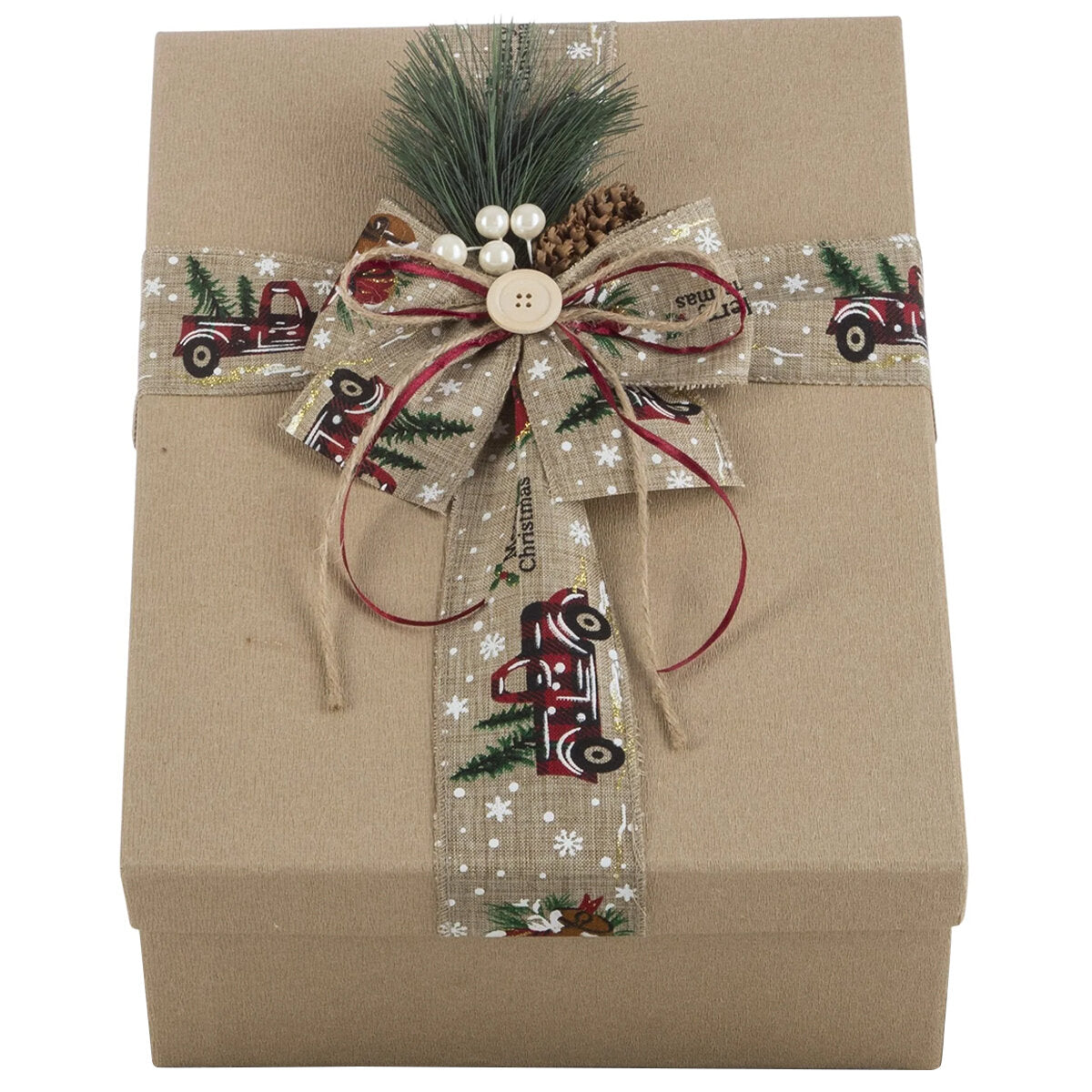 Interhampers White Christmas Giftbox Hamper BRO1525 - Wine, Biscuits, Tea, Cake, Chocolate