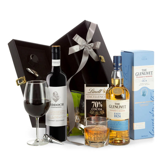 Interhampers Connoisseur Gift Set BRO4525 - Glenlivet Whiskey, Cabernet, Nuts & Lindt Chocolate