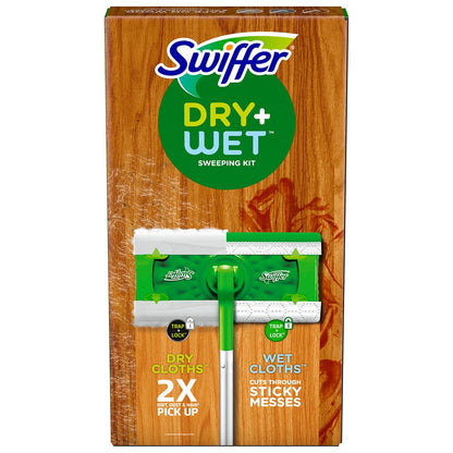 Swiffer 2-in-1 Sweeping Kit 80798886 - 16 Pack, Dry & Wet Cloths, Hard Surface Cleaner