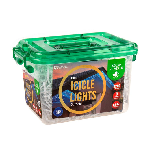 Lytworx Solar Icicle Lights - 1200 Pack - Blue - Outdoor Use - Auzzistore